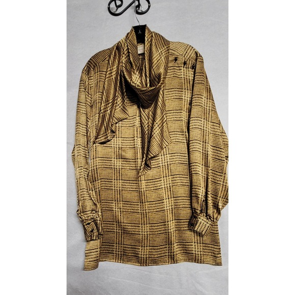 Gucci Tops - Vintage Gold Gucci Silk Blouse W Attached Scarf Size 40